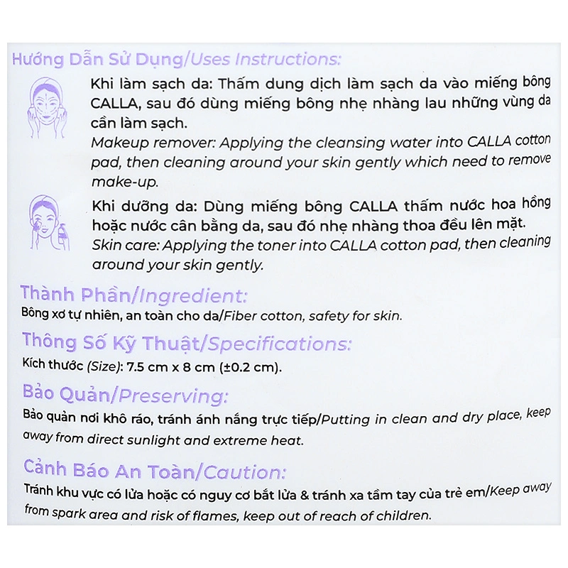 Bông tẩy trang Calla mềm mịn dạng vuông lớn gói 100 miếng - 5